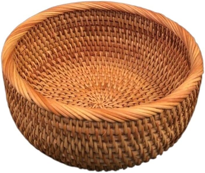 HHF Baskets Bins 5pcs/lot Autumn Rattan Handmade Woven Storage Basket Display Basket Fruit Plate Cane Woven Candy Basket Clothing Storage,