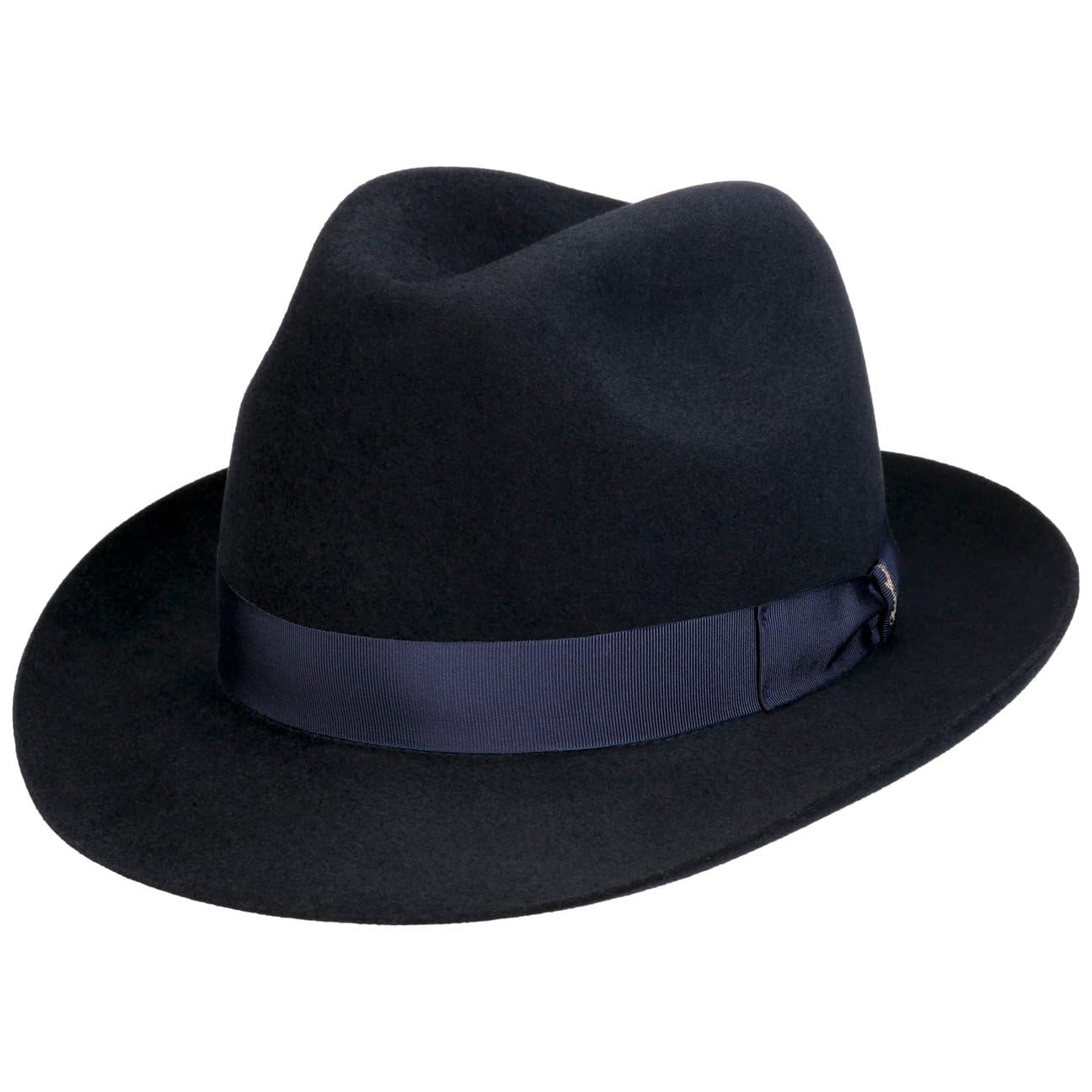 Borsalino Kapelusz z Filcu Sierści MarengoKobiety/Mężczyźni - Made in Italy wełniany filcowy siersci rypsowym paskiem Zima