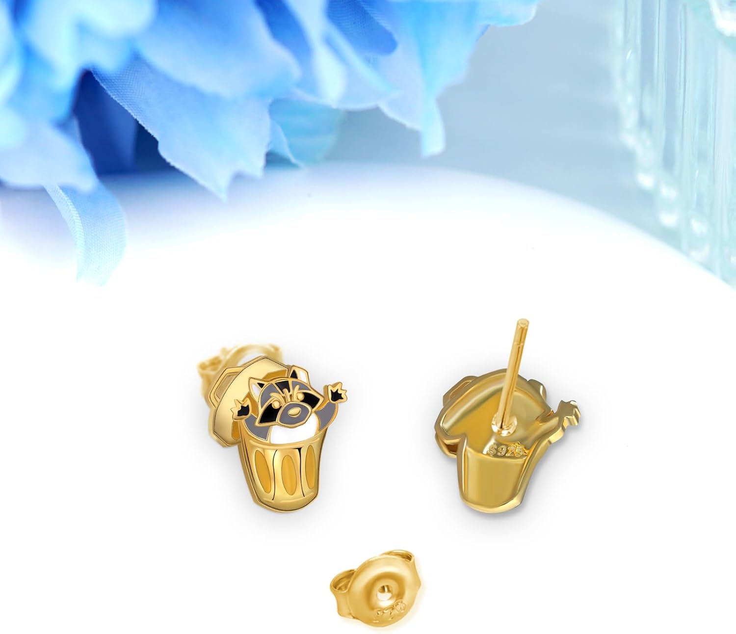 Raccoon Earrings for Women - 925 Sterling Silver Raccoon Stud Earrings, Raccoon Jewelry Gifts, Cute Animal Stud Earrings - Image 3