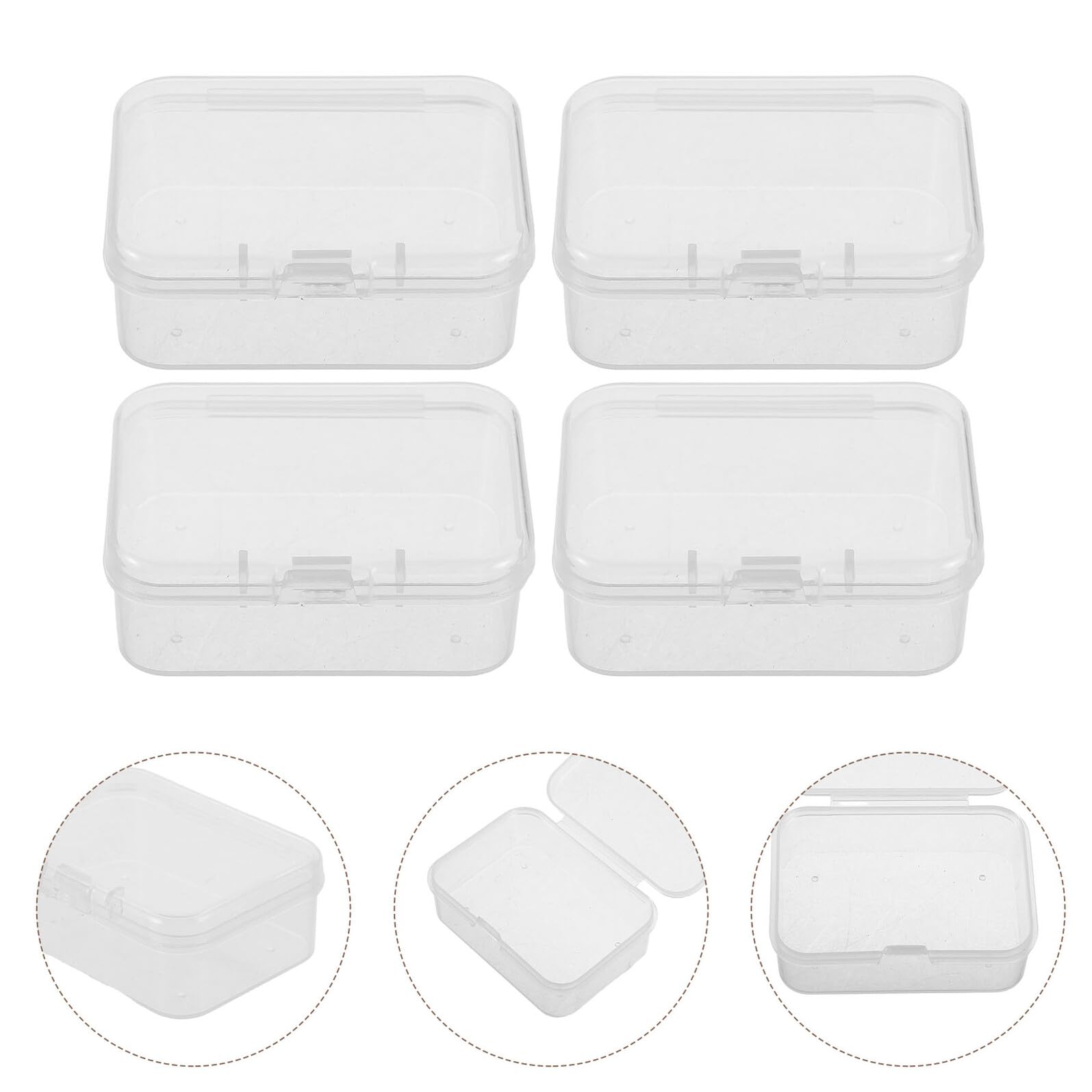Toyvian 100stücke Kunststoffbox Durchsichtig Kleine Rechteckige Aufbewahrungsbox mit Deckel Transparente Miniatur-Boxen für Perlen und Bastelmaterialien