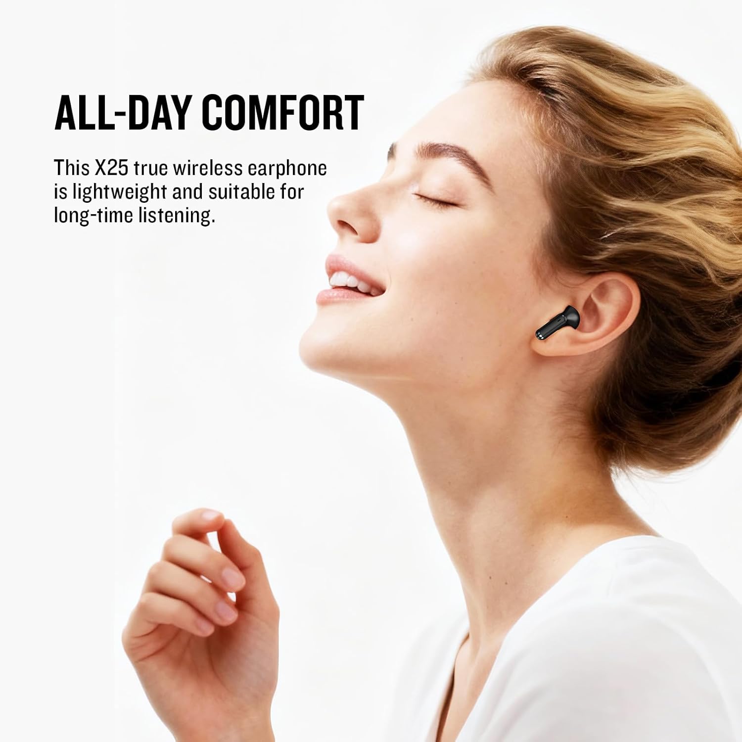 X25 Wireless Earbuds, Semi-in-Ear Headphones, Super Bass Sound Earphone, Bluetooth 5.3 with Microphone, Hands-Free Call, 50H Standby time, Auto Pairing for Apple AirPods - Image 4