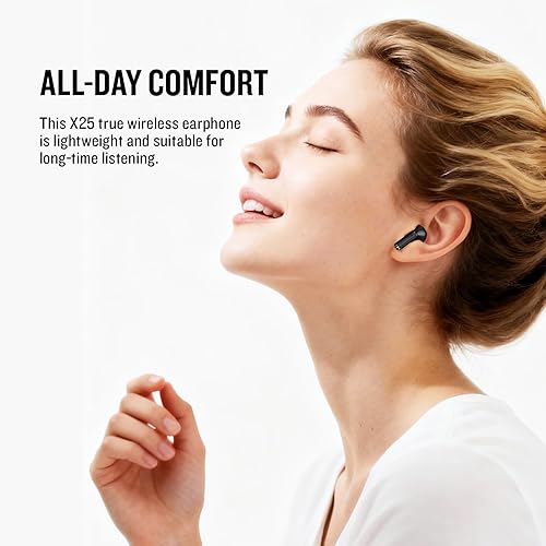 Miniatura 4 de Auriculares inalámbricos X25, auriculares semi-intraurales, auriculares de sonido súper graves, Bluetooth 5.3 con micrófono, llamada manos libres,