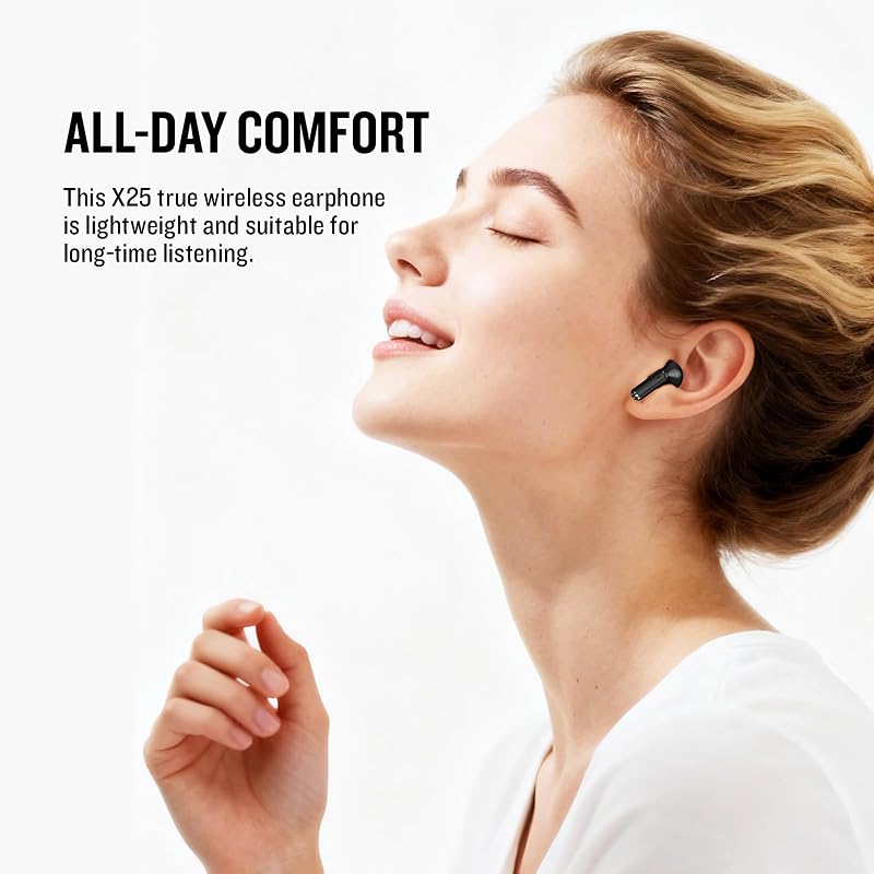 Biyoso X25 Wireless Earbuds, Semi-in-Ear Bluetooth 5.3 Headphones image 4