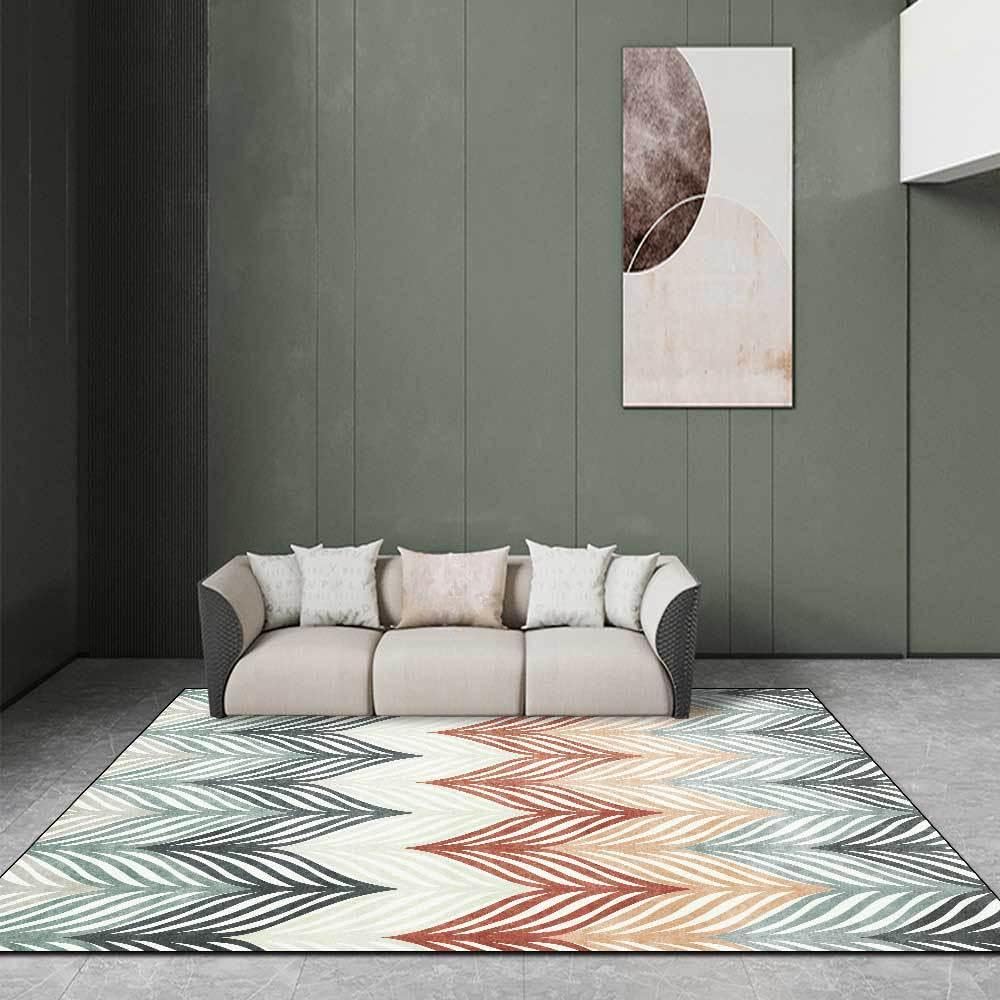 Tapis salon géométrique rouge orange 160x200 cm antidérapant