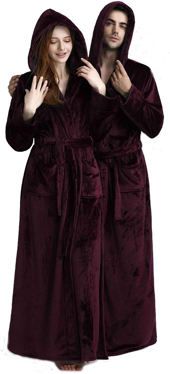 iCREAT Womens Long Hooded Bathrobe Fleece Full Length Bathrobe with Hood Winter Sleepwear - Image 4