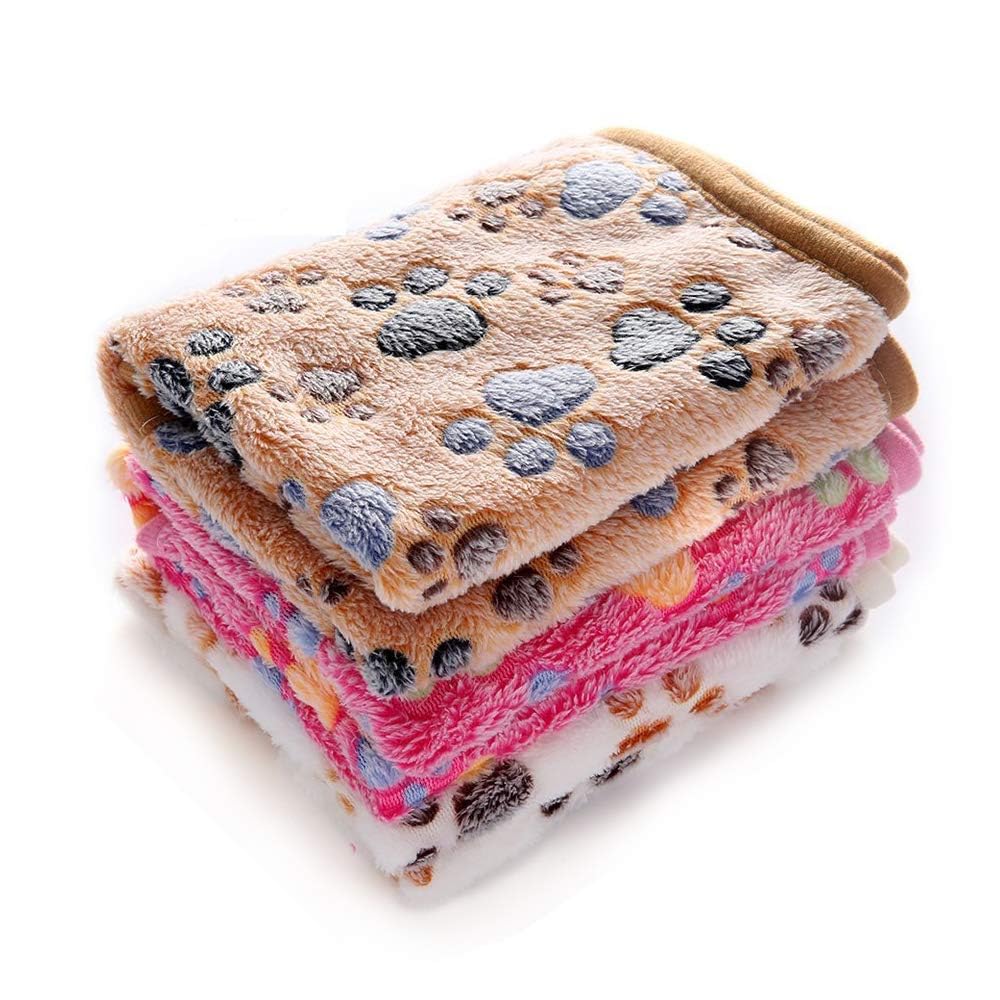 luciphia 3 Pezzi Coperta per Cane/Gatto Lavabile Soffice Durevole, Morbida e Calda Flanella,Zampa,Medium (76 * 52cm)
