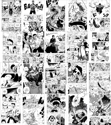Image of Moment Prints Zoro Manga Collage Poster Set - Set of 20, 210 mm x 297 mm, W /Self-Adhesive, Premium-Quality Posters, 300 GSM Paper, Anime Posters, (Zoro Manga 2)