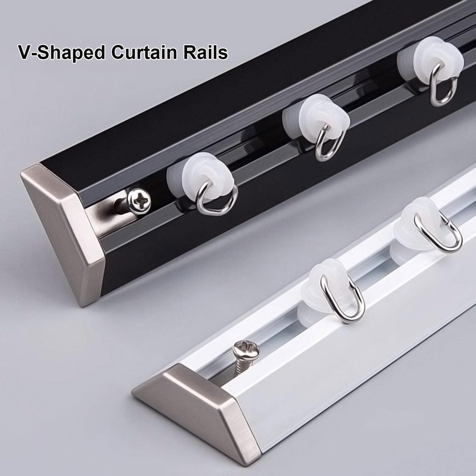 Rail de Rideau en Aluminium Robuste - 280 cm, pour Rideaux de séparation de pièce, de fenêtre et de Salle de Bain. Barre de Rideau Blanche Durable pour Une Installation Facile.