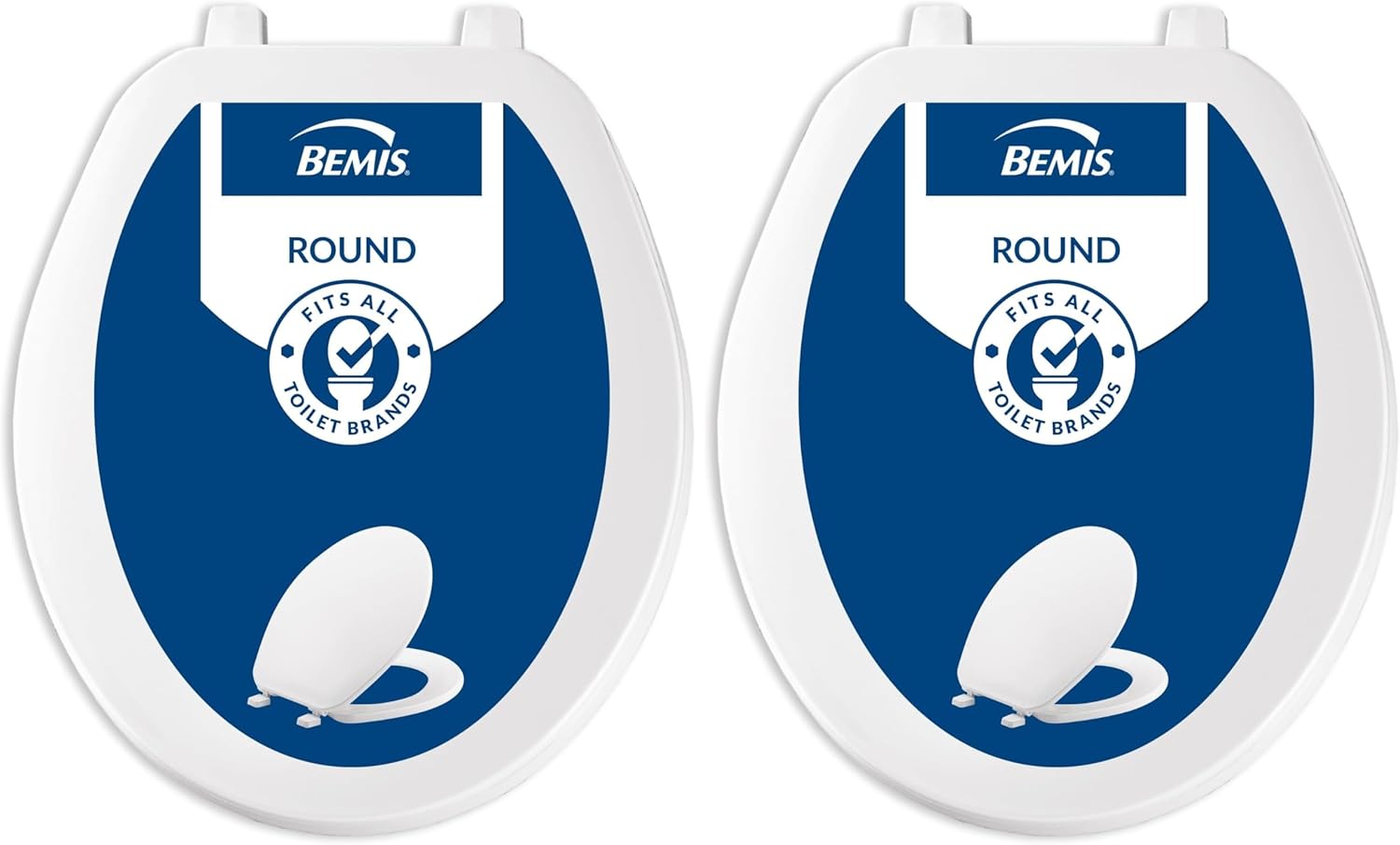 Bemis 70 Durable Plastic Toilet Seat, Round, White (Pack of 2)