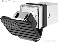 Vista 2 de eVerHitch Cubierta de enganche de bandera negra, enchufe de tubo (se adapta a receptor de 2 pulgadas, negro)