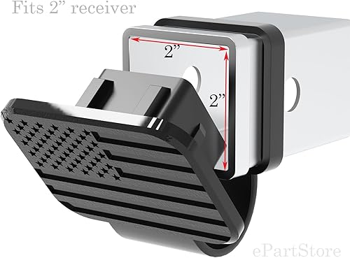 Vista 2 de eVerHitch Cubierta de enganche de bandera negra, enchufe de tubo (se adapta a receptor de 2 pulgadas, negro)