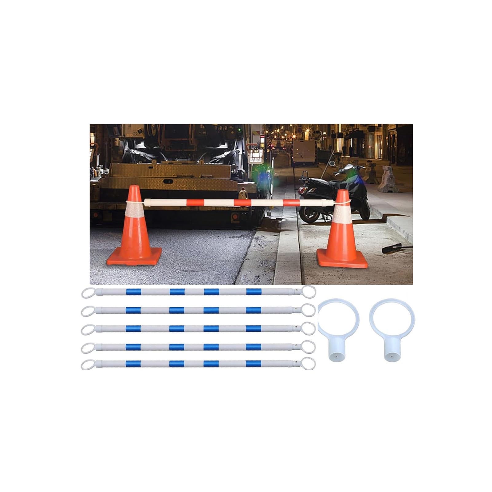 Barre de signalisation rétractable PVC lot de 6 cônes de chantier