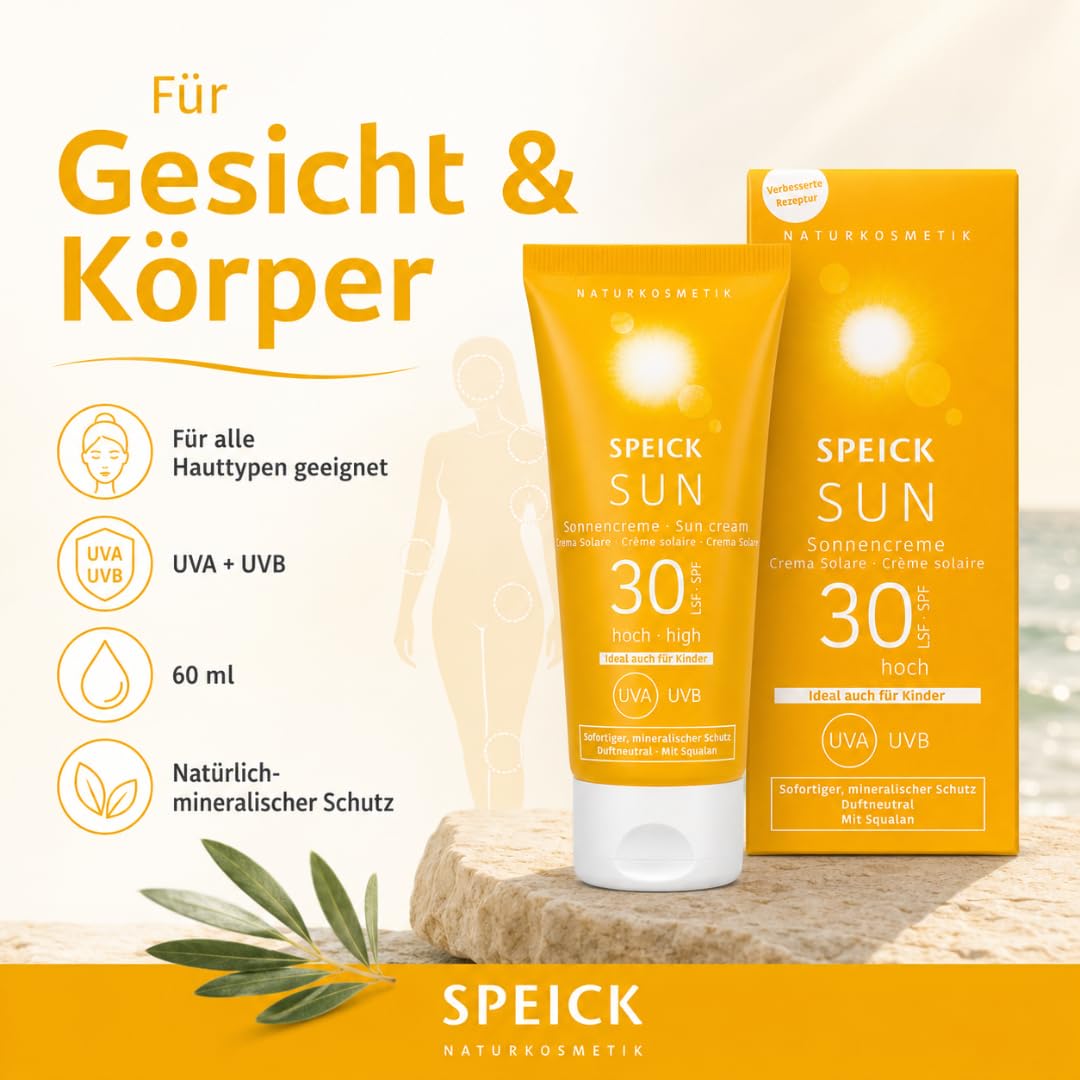 Speick Sun Sonnencreme LSF 30 2x 60 ml, mineralisch & Pharma Perle Duschgel