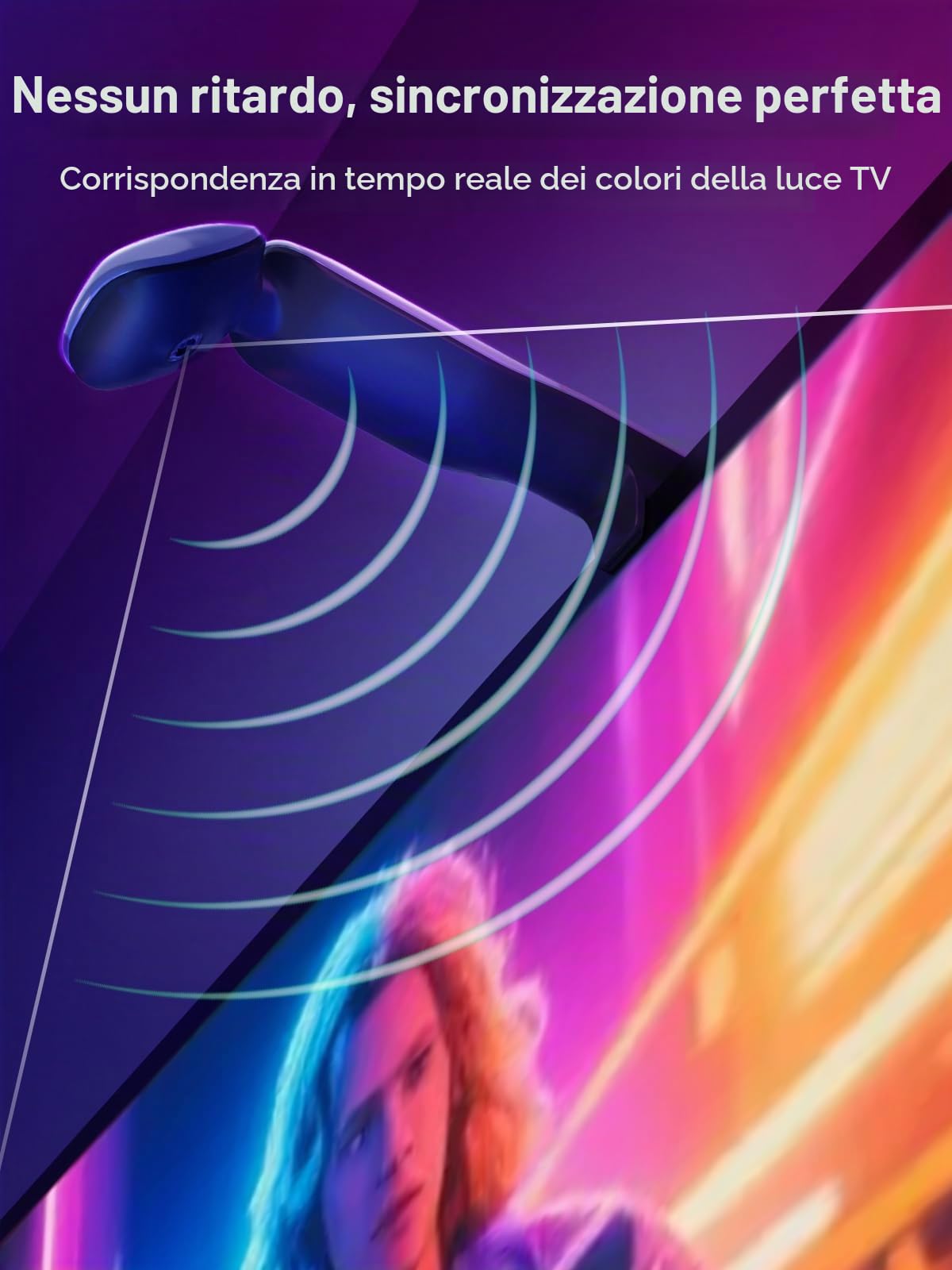 GIPOYENT - Retroilluminazione LED per TV con fotocamera, luci RGB da 3,2 metri che cambiano con TV da 32-50 pollici, luce LED di sincronizzazione musicale con controllo intelligente dell'app, striscia
