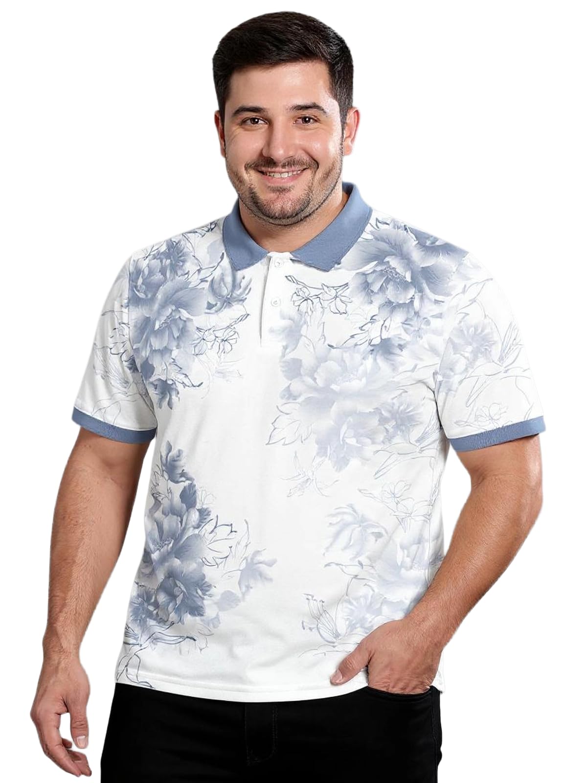 bullmer Trendy Colour-Block/Striped Printed Collar/Polo Neck Plus Size Tshirt for Men | Men’s Polo T-Shirts in Plus Sizes only-picture-32