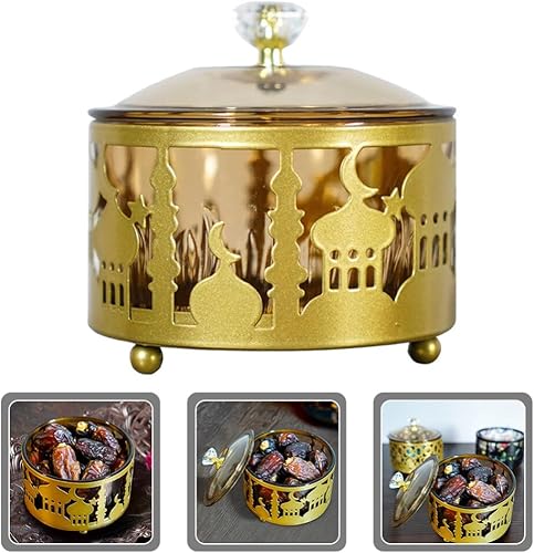 Miniatura 8 de Bandeja de Ramadán con tapa Eid Mubarak Bandeja decorativa para Ramadán, contenedor de alimentos para galletas Eid, caja de baratijas para