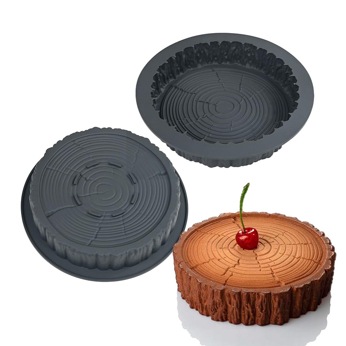 mostsom Moule à gâteau décoratif en silicone pour mousse, gelée, chocolat, crème glacée (souche d'arbre)