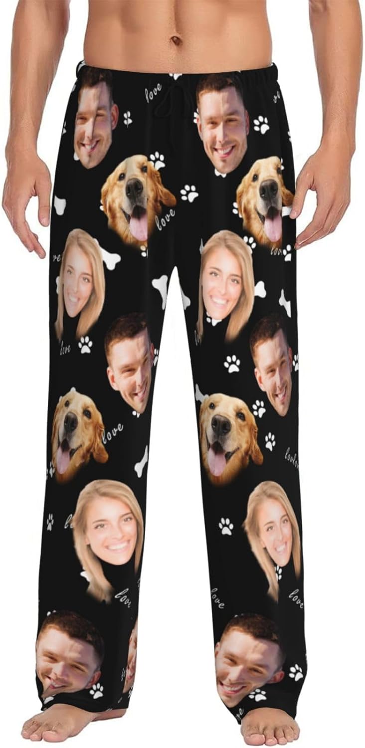 Custom Pajama Pants with Pockets for Women Men Personalized Plaid PJ Pants with Face Photo Christmas Pajamas Multi Size - Image 2