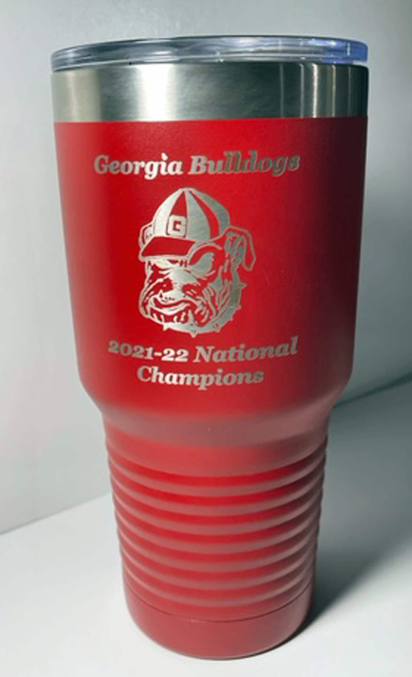 GFSF Georgia Bulldogs 2021-22 National Champions 30 oz vacuum insulated double walled tumbler with lid