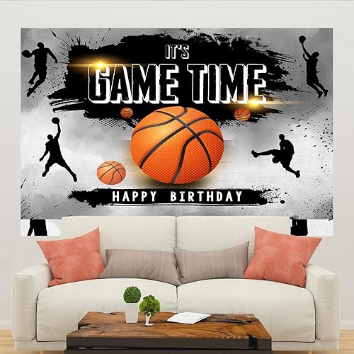 Miniatura 5 de Lofaris Cartel de fondo de 5 x 3 pies con texto en inglés "It's Game Time", "It's Game Time", "Happy Birthday", para decoración de fiesta de