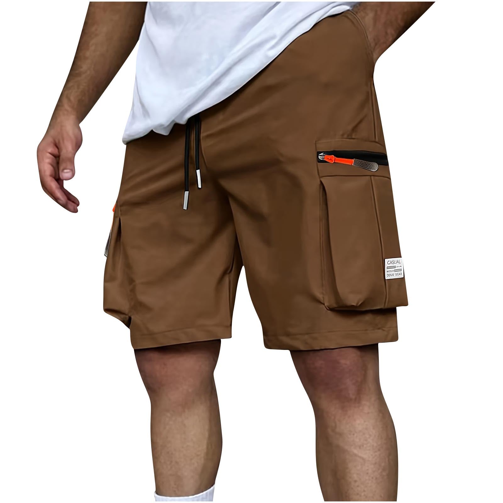 Kurze Hosen Herren Cargo Shorts Sommer Chino Shorts Kurz Arbeitshose Laufshorts Wanderhose Casual Herrenshorts Einfarbig Freizeitshorts Outdoorshorts Sporthose Männer Cargoshorts Braun XXL