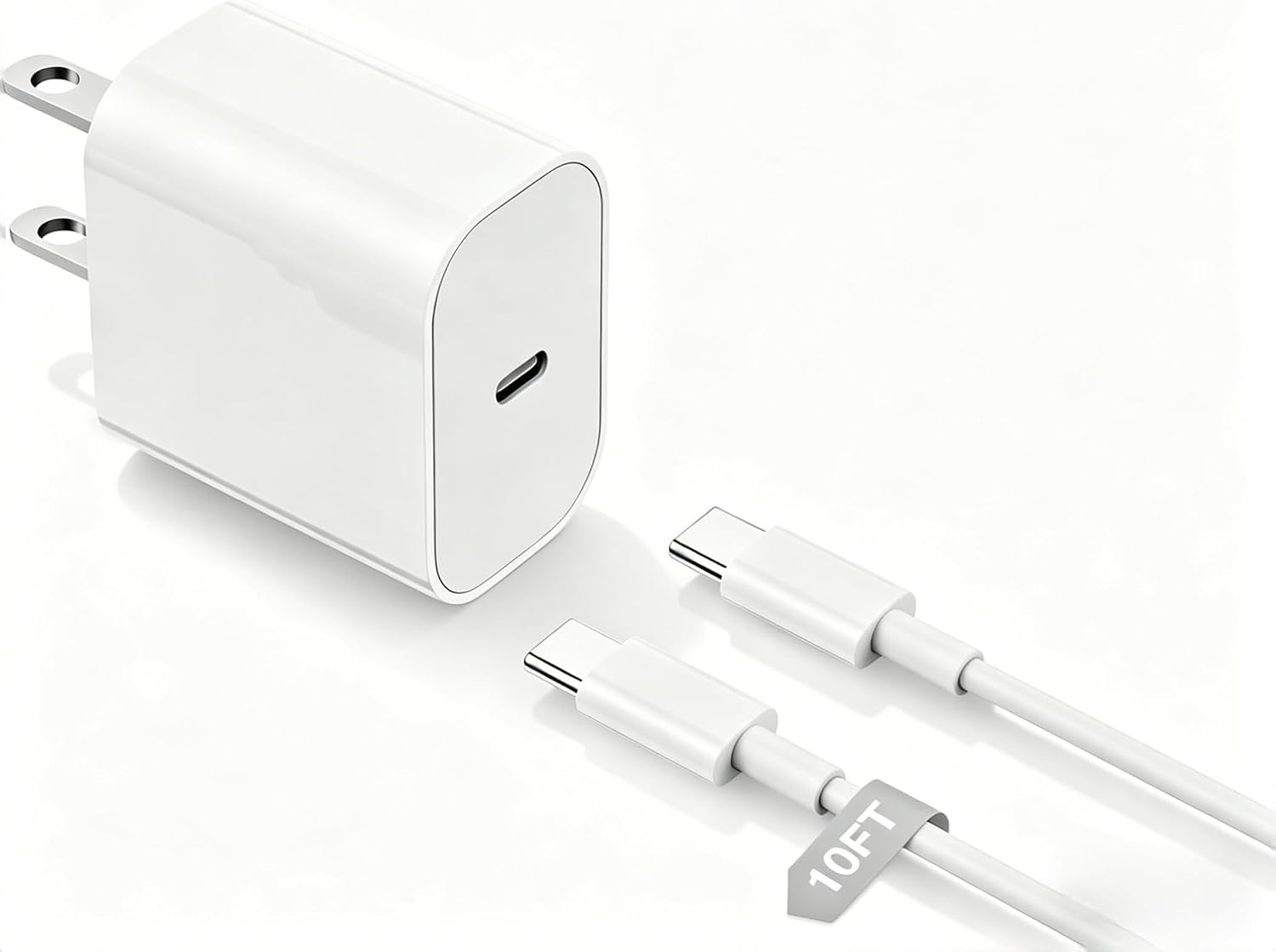 iPhone 15 16 17 Charger Fast Charging 10 ft and Long USB C to C Cable Cord 10ft, 20W Type C Wall Charge Block Power Adapter Plug Brick for Apple iPhone 17 Pro Max/17 Air/16 Pro/16/15 Plus/15/iPad Mini