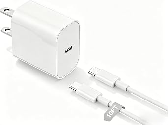 iPhone 15 16 17 Charger Fast Charging 10 ft and Long USB C to C Cable Cord 10ft, 20W Type C Wall Charge Block Power Adapter Plug Brick for Apple iPhone 17 Pro Max/17 Air/16 Pro/16/15 Plus/15/iPad Mini