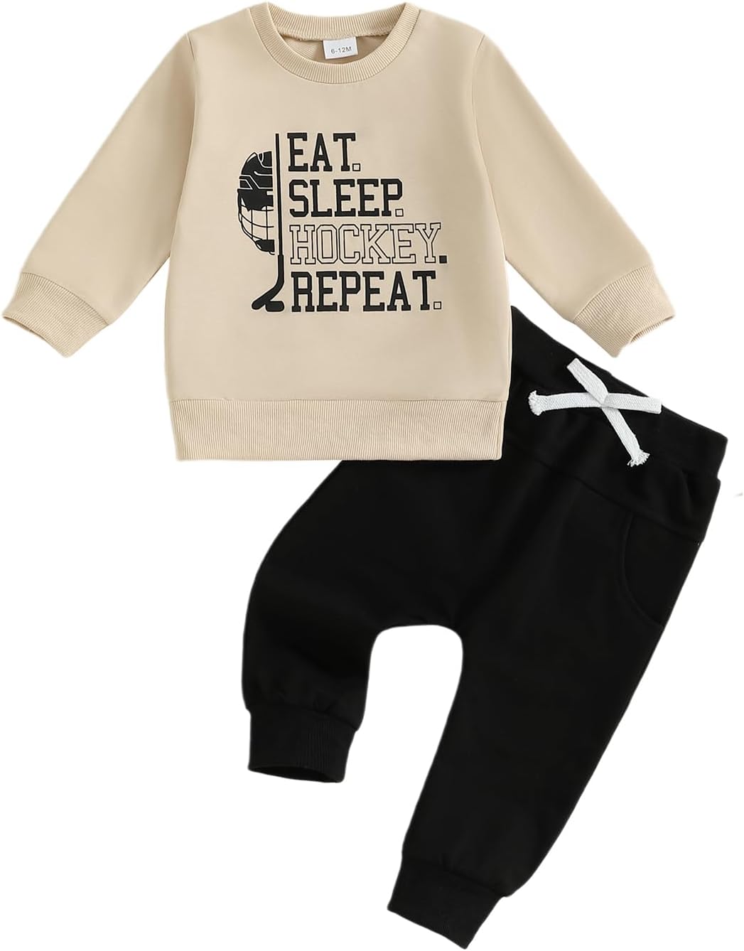 Toddler Baby Boy Hockey Outfit Sweatshirt Pants Set Fall Suit (Apricot, 18-24 Months)