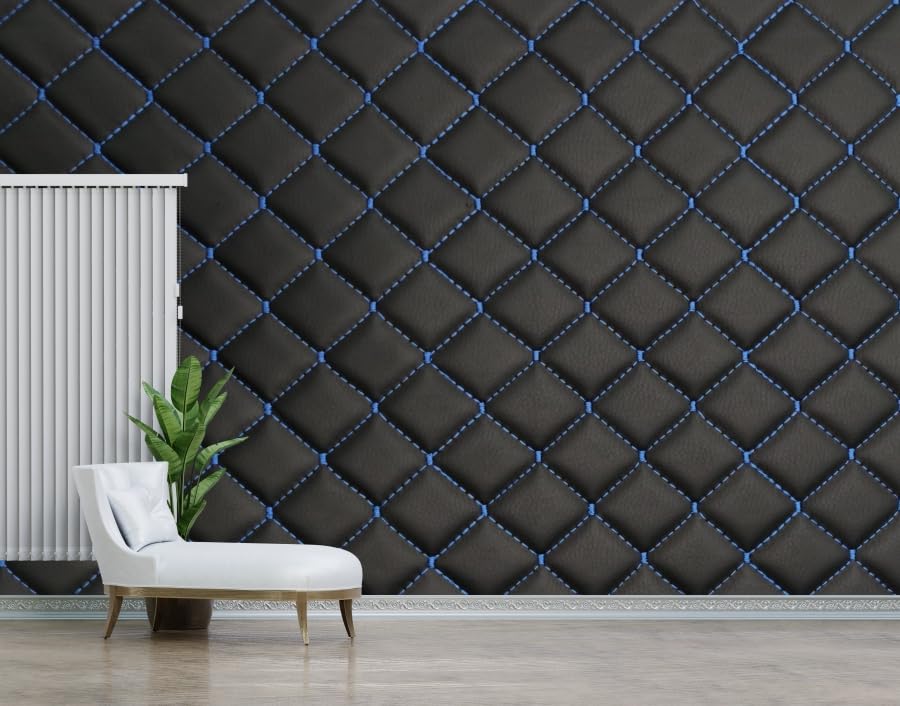 Image of Self-Adhesive 3D Decorative Abstract Wallpaper Specific Product for Bedroom, Living Room, Kids Room, Play Room, Office Wallpaper for Home Decor, Size (16x48 Inches Each Black & Blue Strip)