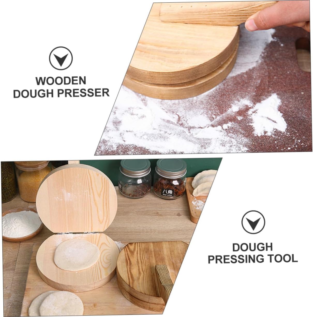 1pc Wooden Dumpling Dough Pressing Tool Practical Dumpling Wrapper Presser for Easy Homemade Cooking Food-grade Wooden Material for Making and Empanadas