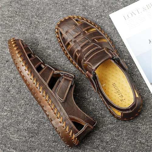 Men's Sandals, Closed Toe Handmade Leather Fisherman Outdoor Hiking Sport Shoes Summer4