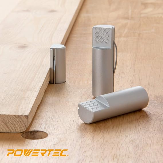 POWERTEC 71499 Bench Dog Clamps 3/4 Inch x 2-3/8 Inch for 3/4 Dog Hole, Spring Loaded Hold Down Clamps for Woodworking Workbenches, 4 pack