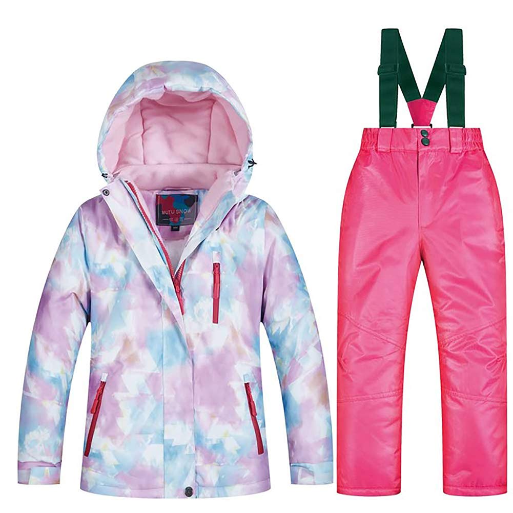 Girls/Boys Snowsuits Hooded Insulated Windproof Winer Coats Ski Jacket Snow Pants Set