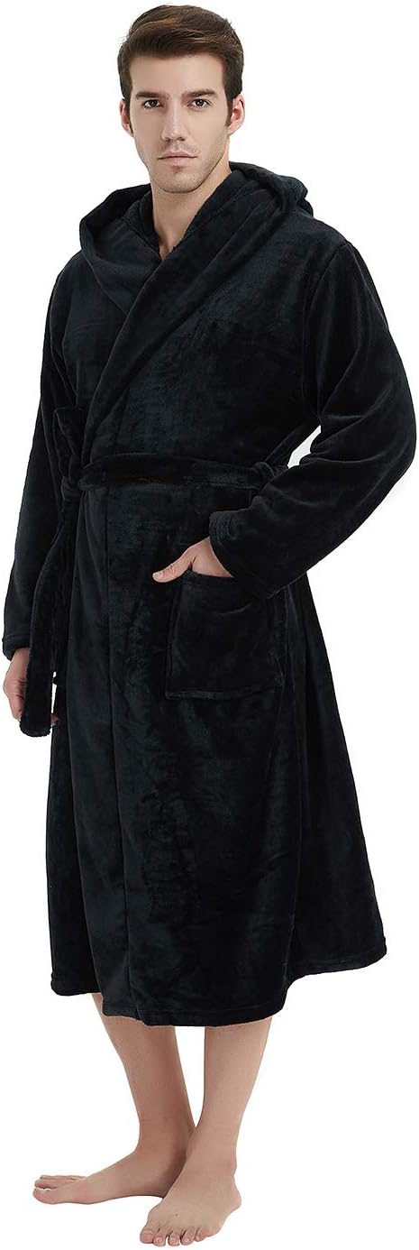 U2SKIIN Mens Hooded Robe, Plush Robes for Men Long Fleece Bathrobe - Image 2