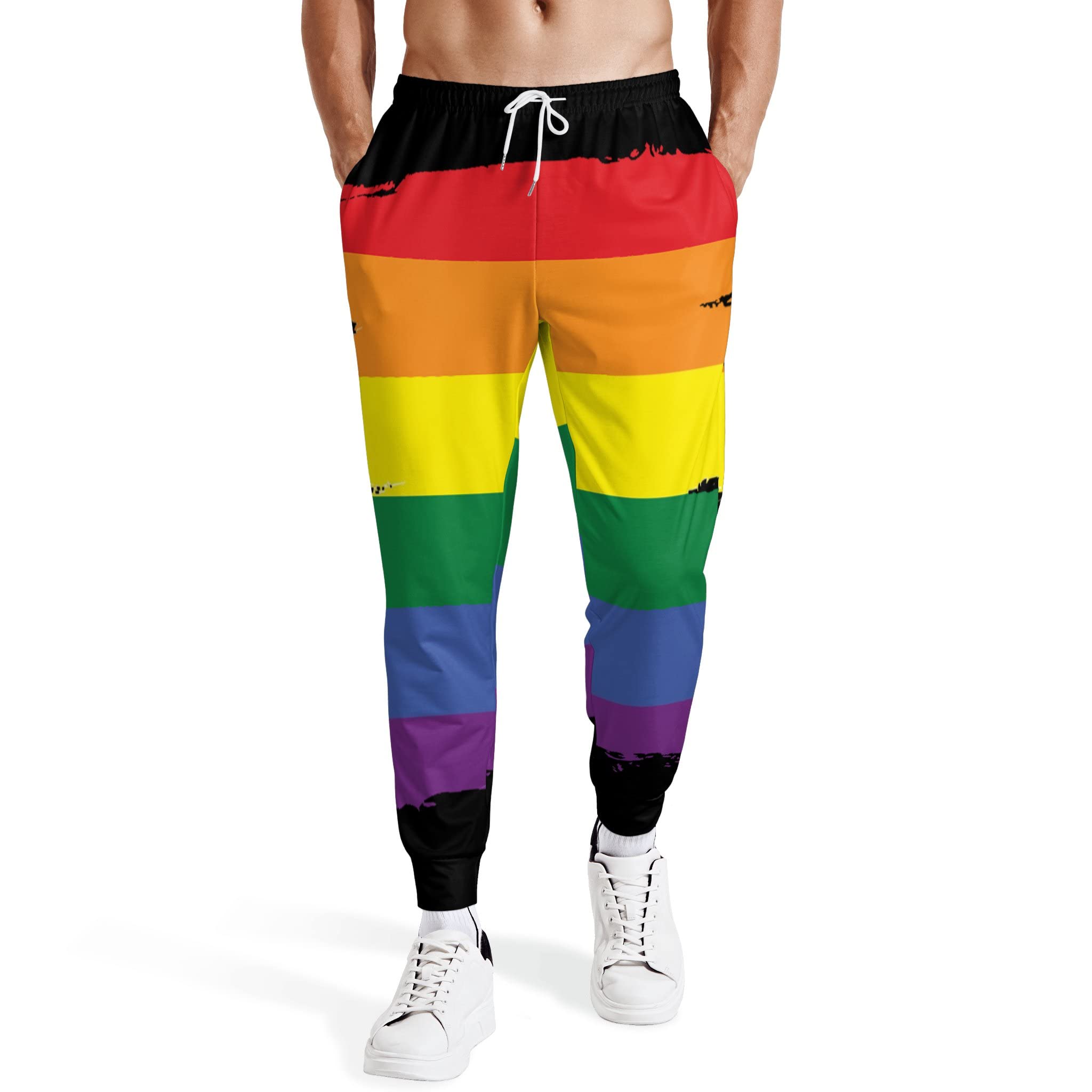 ISMV Colorful Rainbow Gay Pride Men's Sweatpants Jogger Pants Drawstring Running Pants Medium