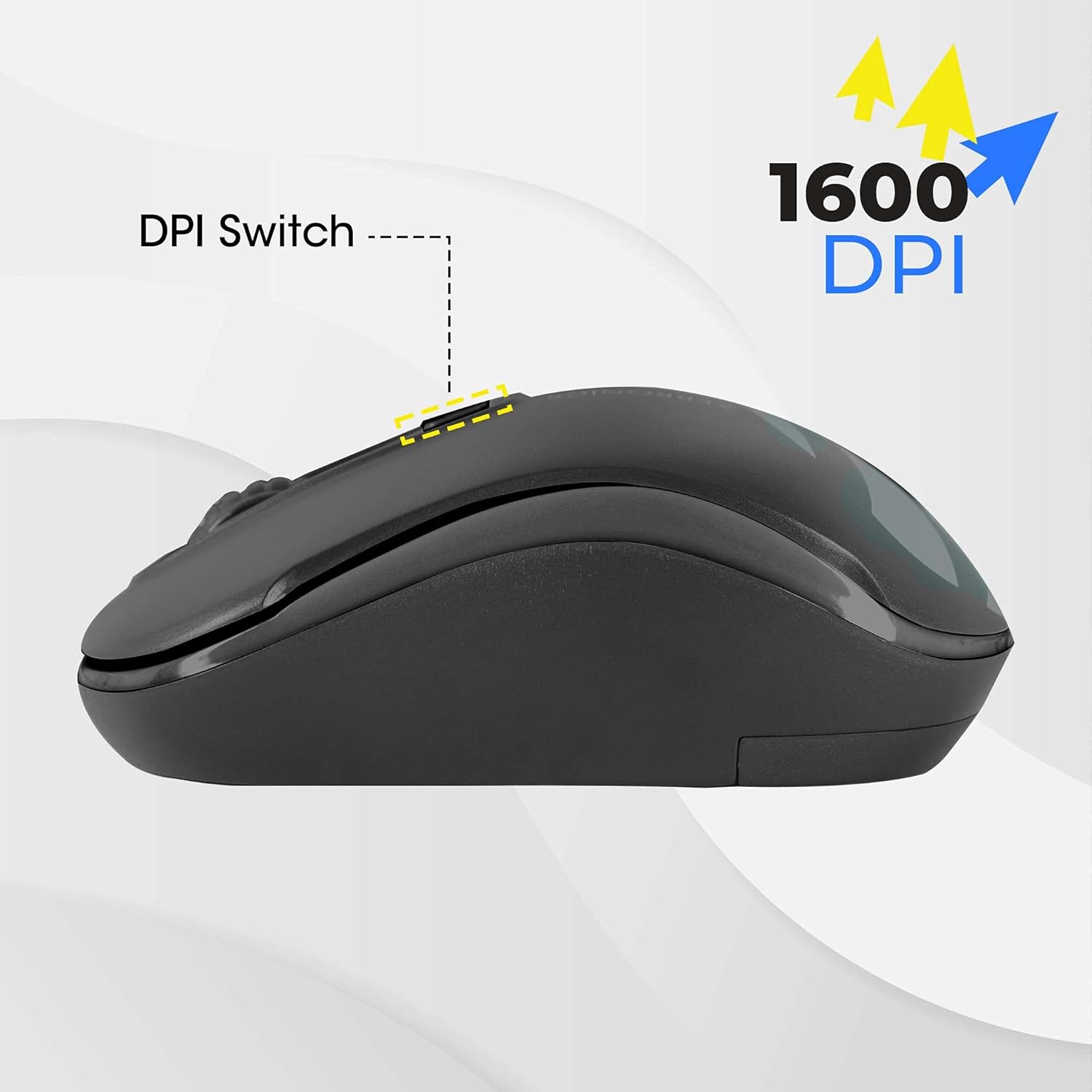 Top view of ZEBRONICS Zeb-Dash mouse with buttons labeled 1, 2, 3, 4