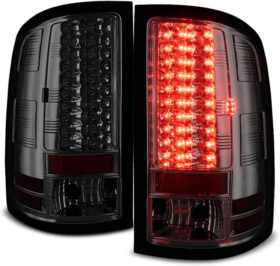 ACANII - For 2007-2013 GMC Sierra 1500 Pickup / 2007-2014 2500 3500 Smoked Lens LED Tail Lights Brake Lamps Left+Right