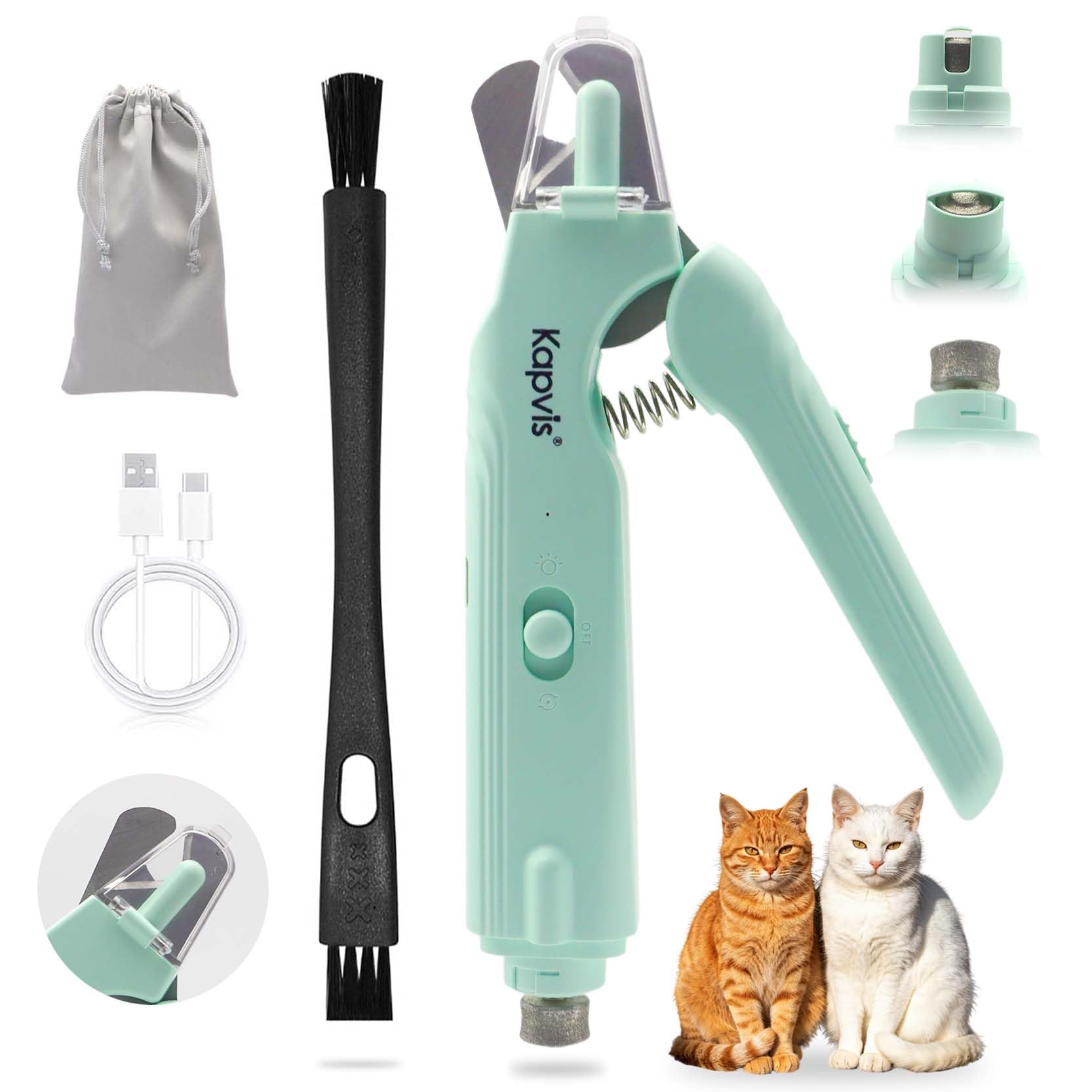Cortauñas y amoladora 2 en 1 para perros y gatos, luces LED y protector de seguridad para perros grandes, medianos y pequeños, herramienta de aseo para gatos y perros pequeños