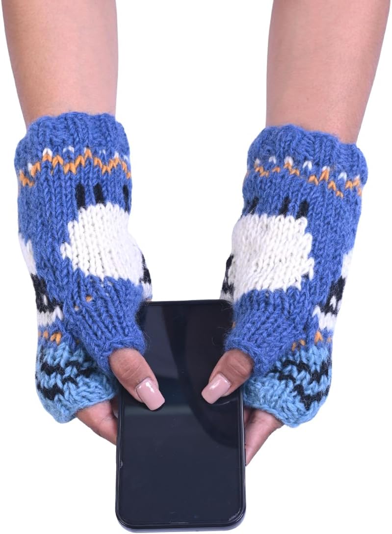 THE COLLECTION ROYAL Fingerless Hand Knitted Cozy Woolen Fingerless Mitten Gloves Handwarmer