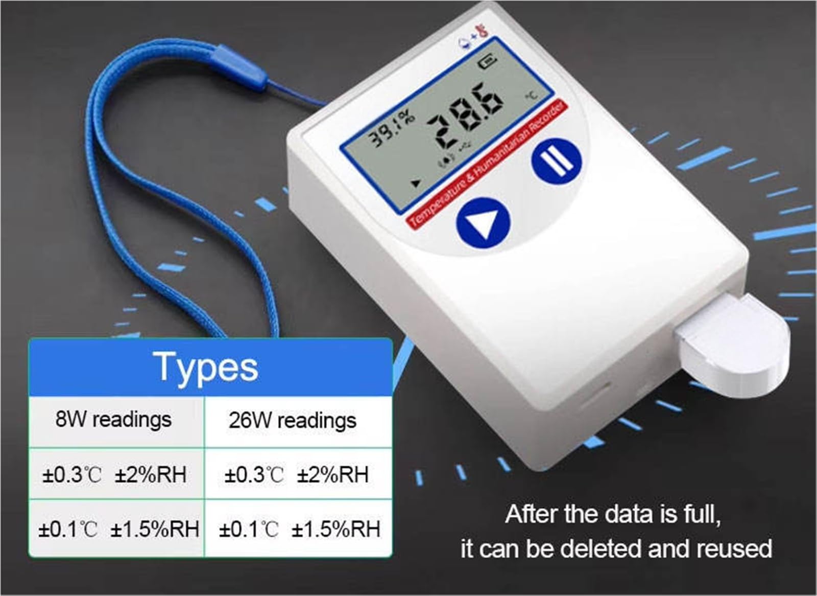 Rejestrator temperatury i wilgotności USB, czujnik alarmu termometru