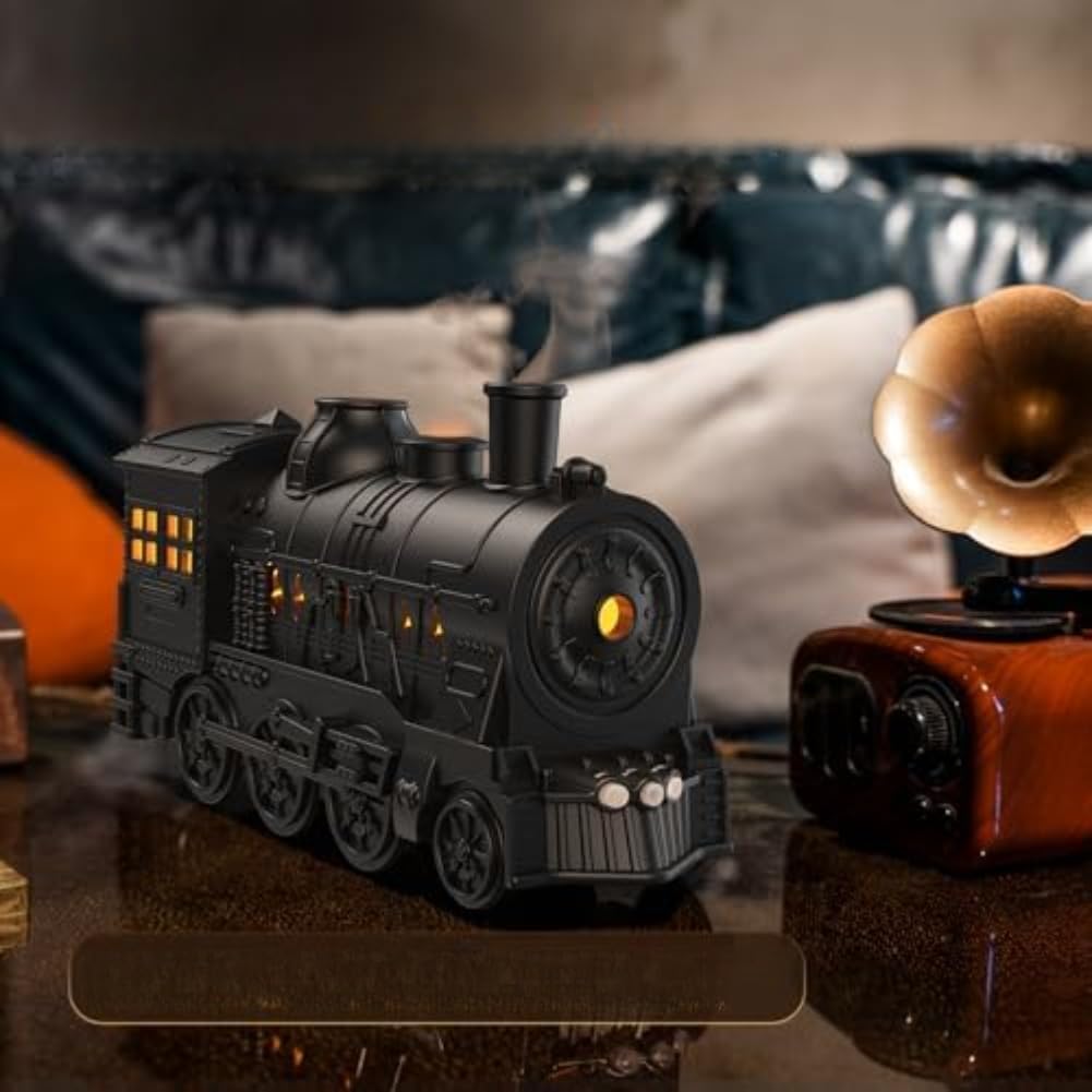 Difusor de aceites esenciales de 300 ml para efecto de llama, humidificador de vapor frío en forma de tren para control remoto para oficina en casa, difusor de estado de ánimo de