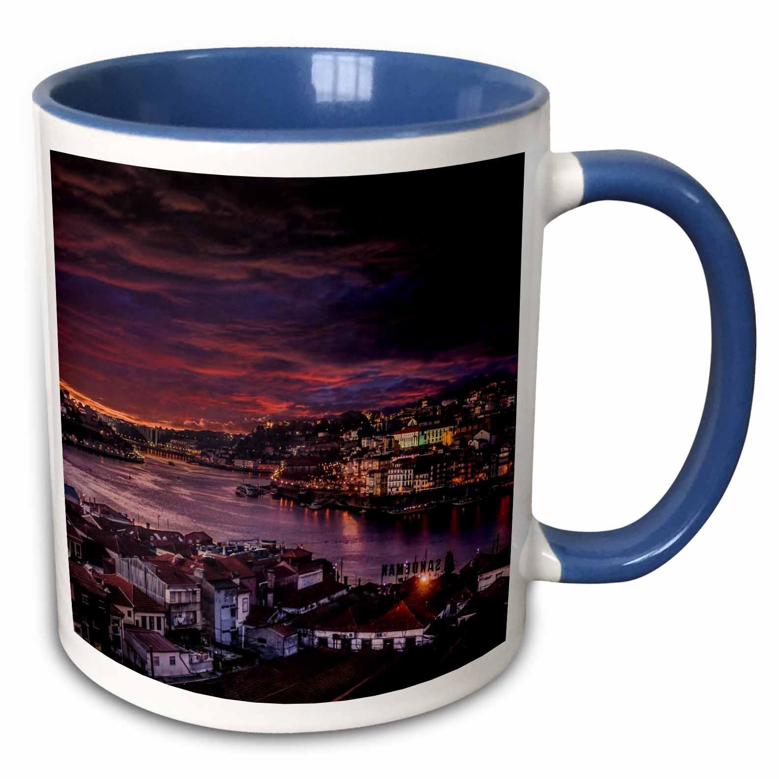 3dRose Porto, Portugal 11oz Two-Tone Blue Mug