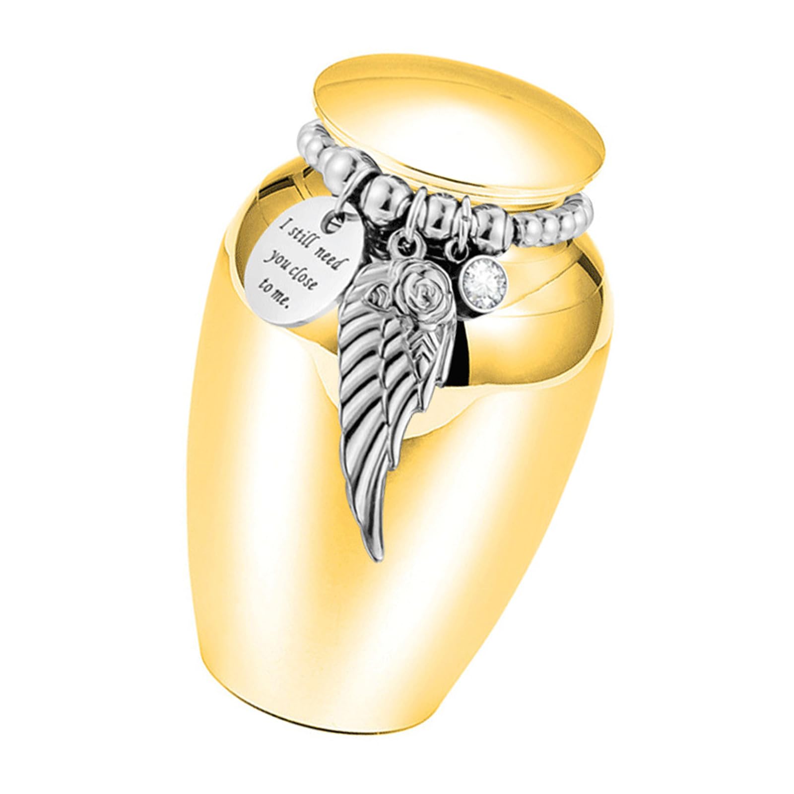 Aluminum Alloy Pet Ashes Holder Cremation Urn with Engraving Bead Wing MultiUse Ashes Holder for Loss Remembrances Urn with Wing