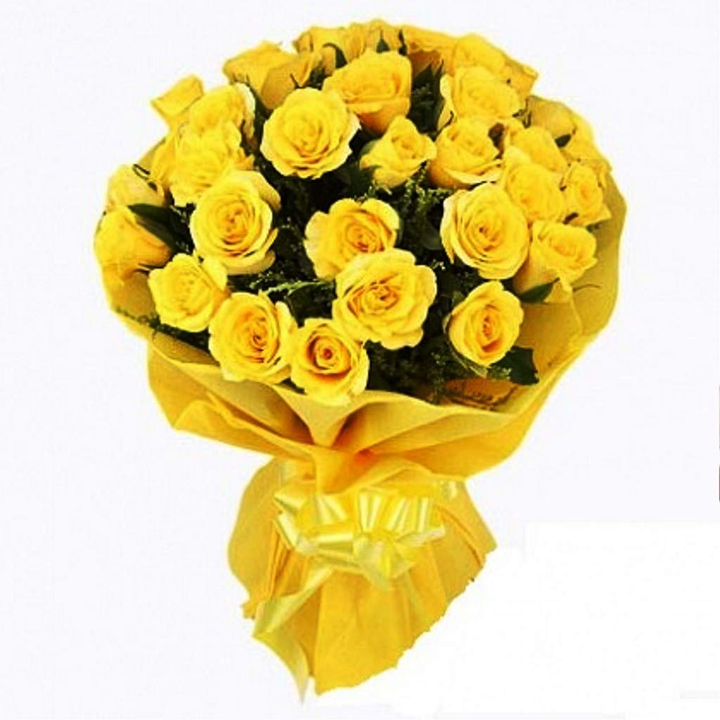 Mother's Day Special Fresh Flowers Bouquet of 40 Yellow Roses in Paper Wrapping, Bunch of 40 (Yellow Rose)-image-47