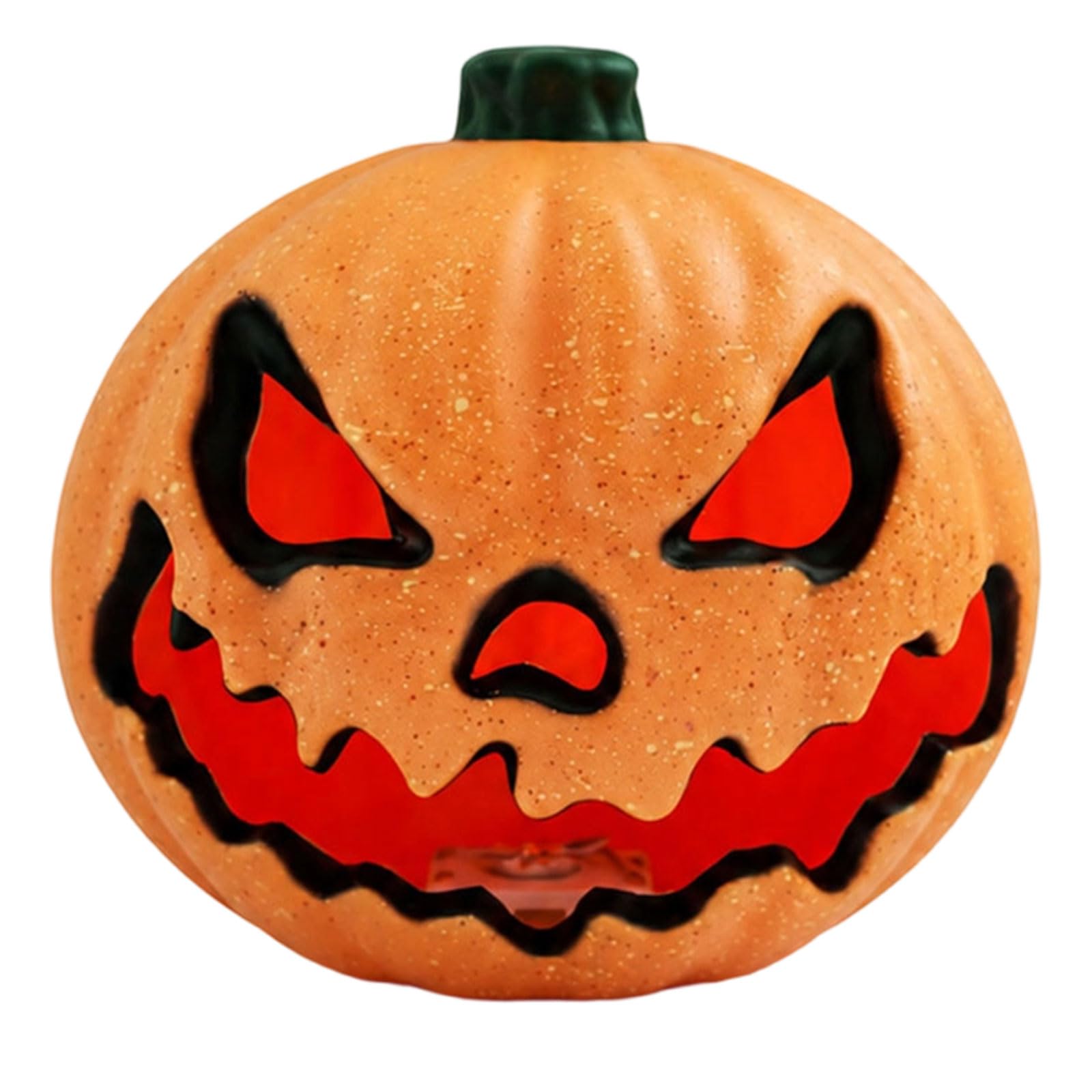SHINLHUA Mantel Pumpkin Accent with LED Glow, Hollow Face Halloween Decor, 7.9 Inch Freestanding Molded Table Piece for Shelves, Entry Tables, and Parties Halloween Pumpkin Light Face Decor