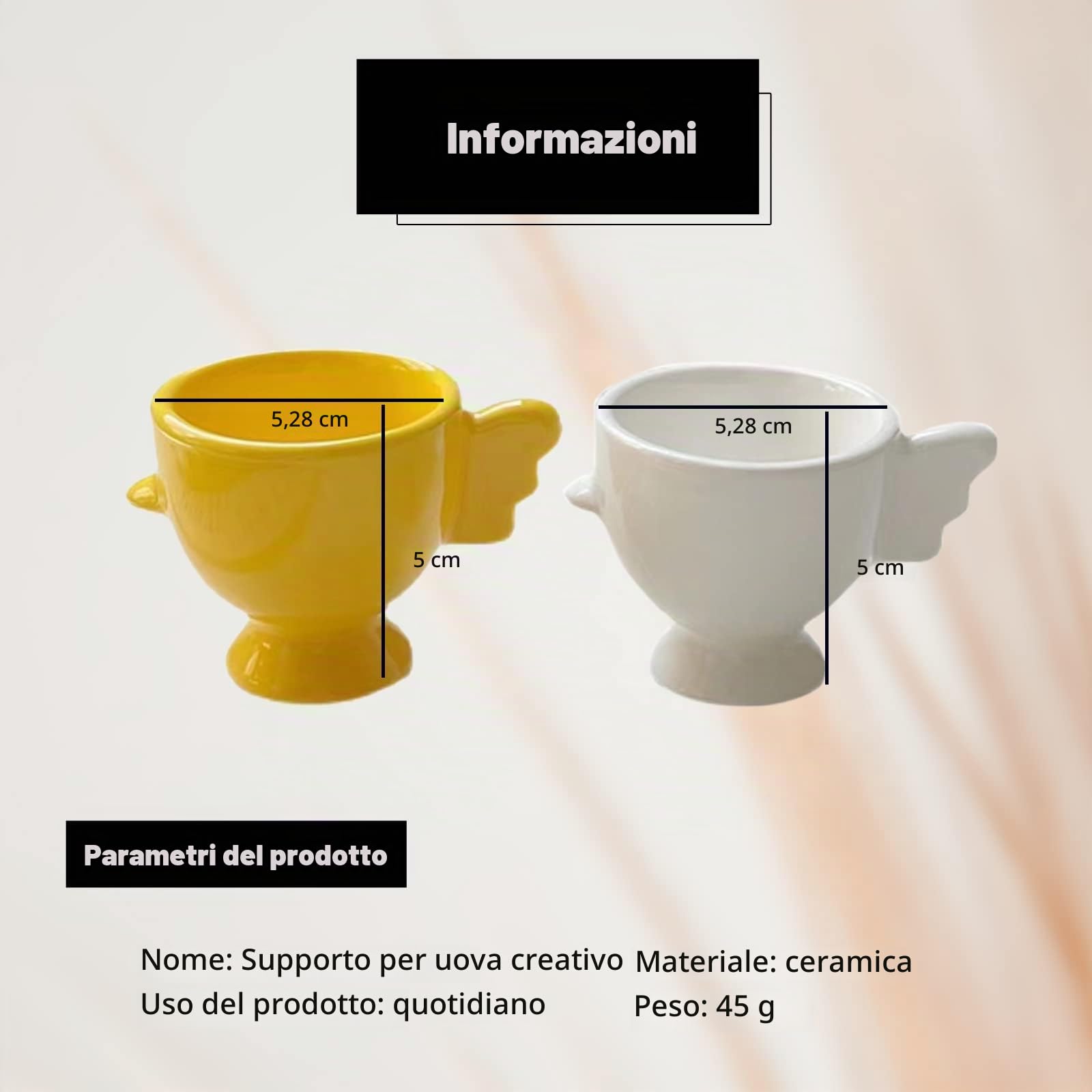 Portauova Ceramica, Porta Uova Porcellana Porta Uovo Elegante Set Colazione Porta Uova in Dolce Forma di Pulcino Design - Bianco + Giallo