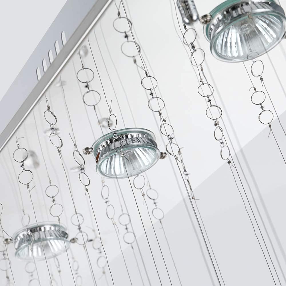 Lіmіtеd Dіѕсоunt Maxax Rectangle Crystal Raindrop Chandelier, 5 Lights Modern Flush Mount Pendant Lighting, K9 Clear Ceiling Light Fixture, for Living Room, Bedroom, Dining Room, Kitchen Island
