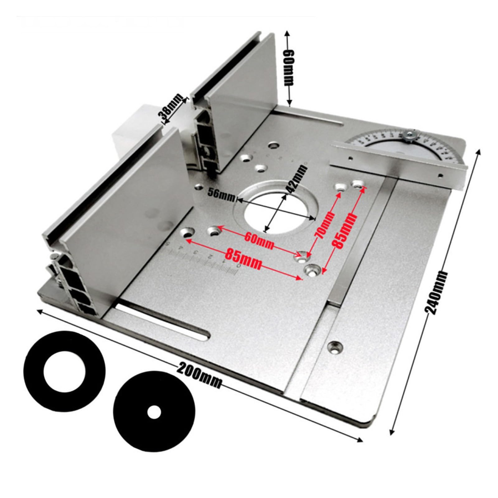 Mesa Fresadora for Madera de Aleación de Aluminio, Inserto de Mesa de Fresadora, Placa Base Universal for Carpintería y Recortadora de Madera