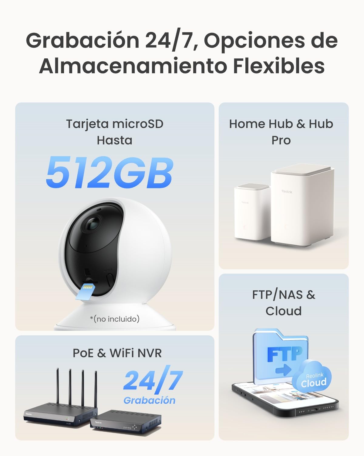 Reolink Cámara Interior 3K PT, Seguimiento automático, visión Nocturna Mejorada 5MP, detección de llanto (Persona/Mascota/bebé), Wi-Fi Dual (2,4/5 GHz), Audio bidireccional, E1 Pro
