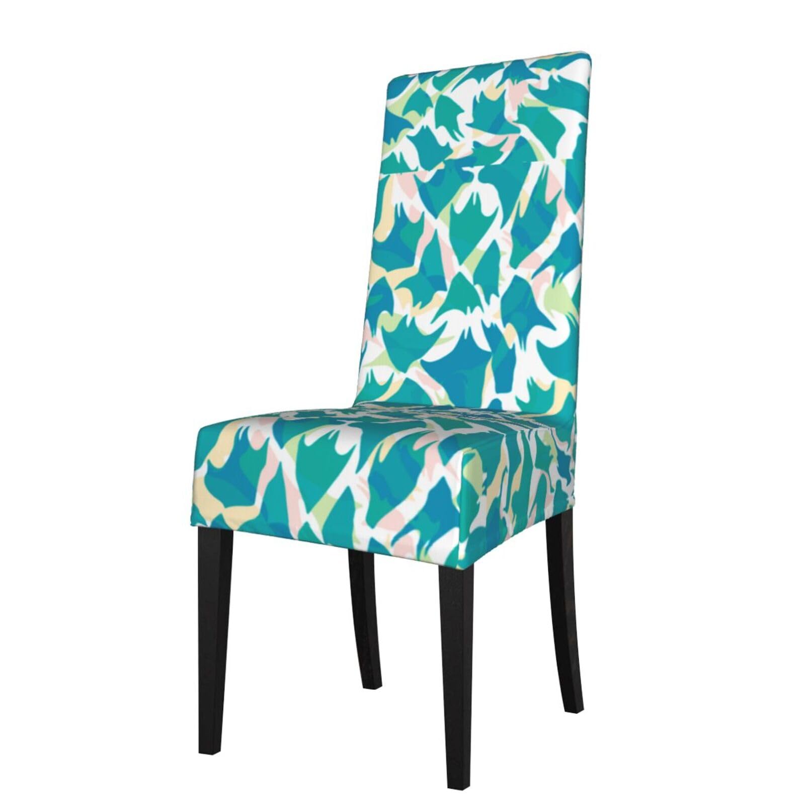 LKYMOH Teal Camouflage Print, Chair Covers Stretch Chair Slipcovers for Dining Room, for Party Pet Protection Universal Fit Soft Polyester